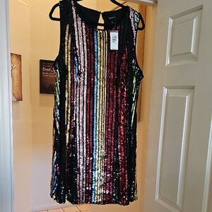 Torrid Black and Multicolor Sequin Mini Dress